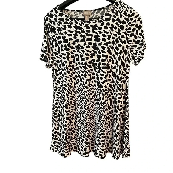 Chicos Animal Rain Knee-Length Shift Dress Size L/XL Stretch Oversized Flowy - Picture 7 of 11